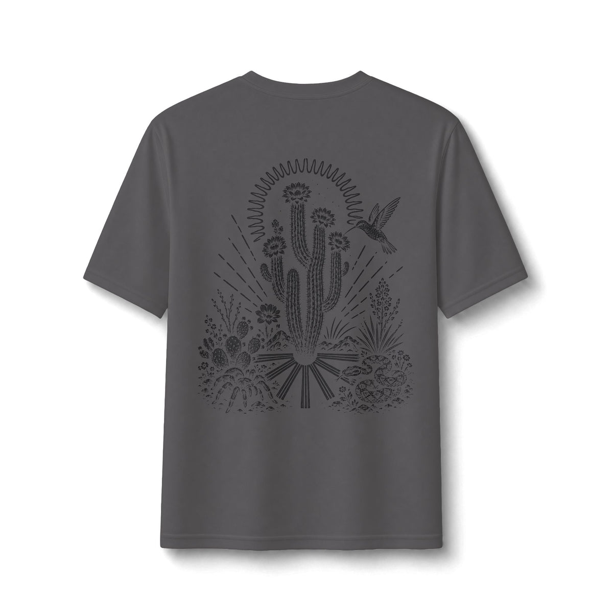 Desert Cactus Performance Tee — Minimalist Southwestern Graphic Shirt