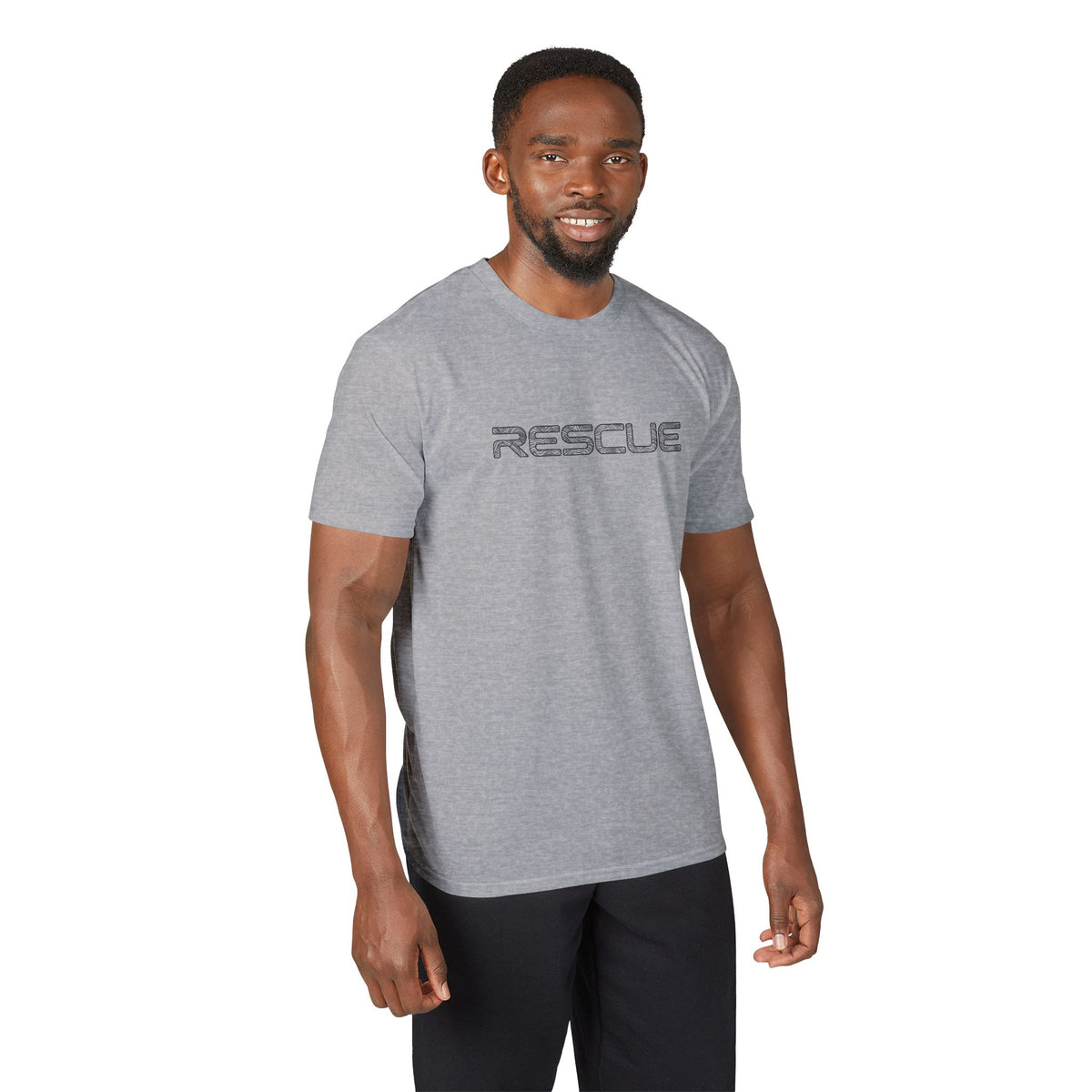 Rescue Performance T-Shirt Topo Black Font — Subtle Rescue Logo