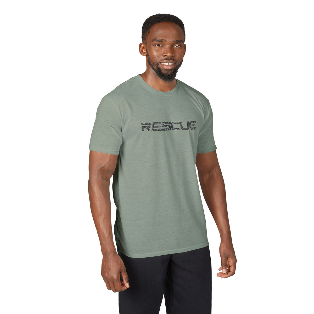 Rescue Performance T-Shirt Wire Black Font — Subtle Rescue Logo