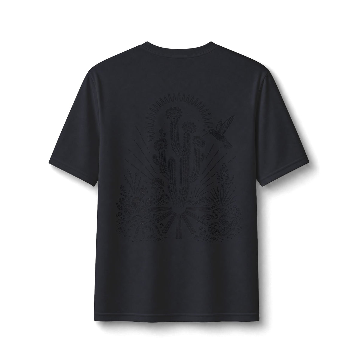 Desert Cactus Performance Tee — Minimalist Southwestern Graphic Shirt