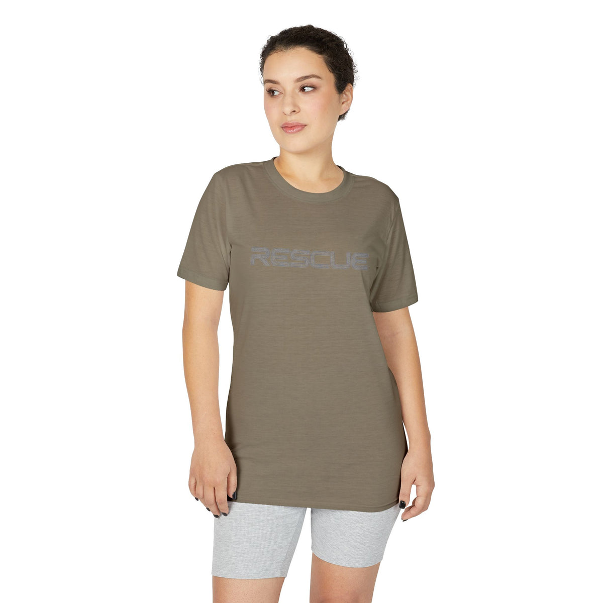 Rescue Performance T-Shirt Topo Gray Font — Subtle Rescue Logo