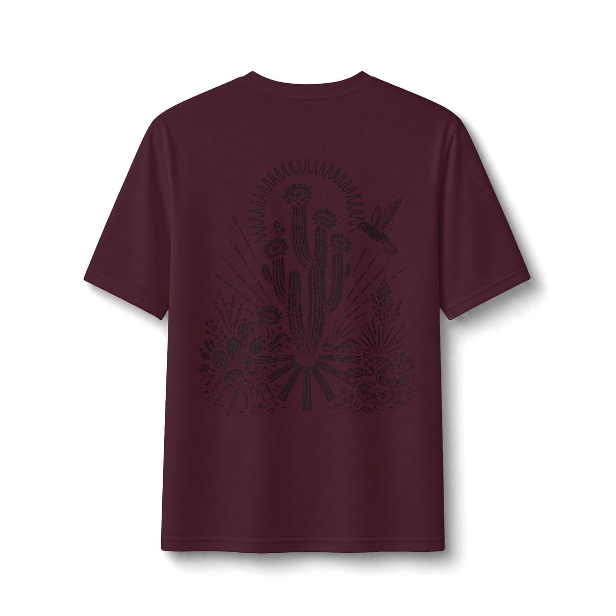 Desert Cactus Performance Tee — Minimalist Southwestern Graphic Shirt