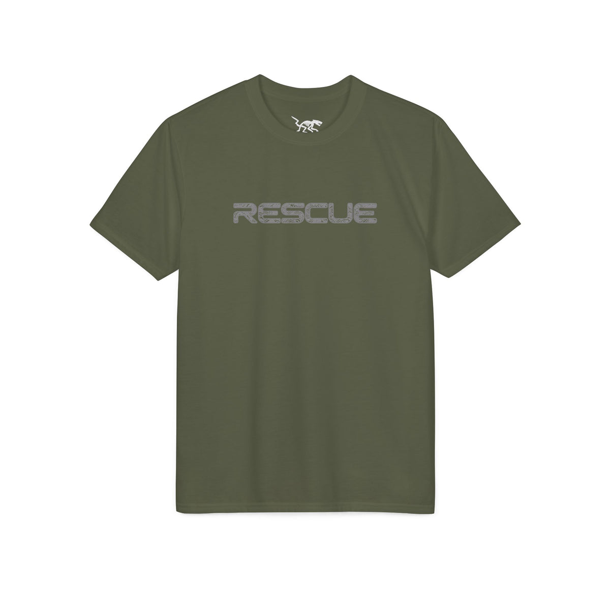 Rescue Performance T-Shirt Topo Gray Font — Subtle Rescue Logo