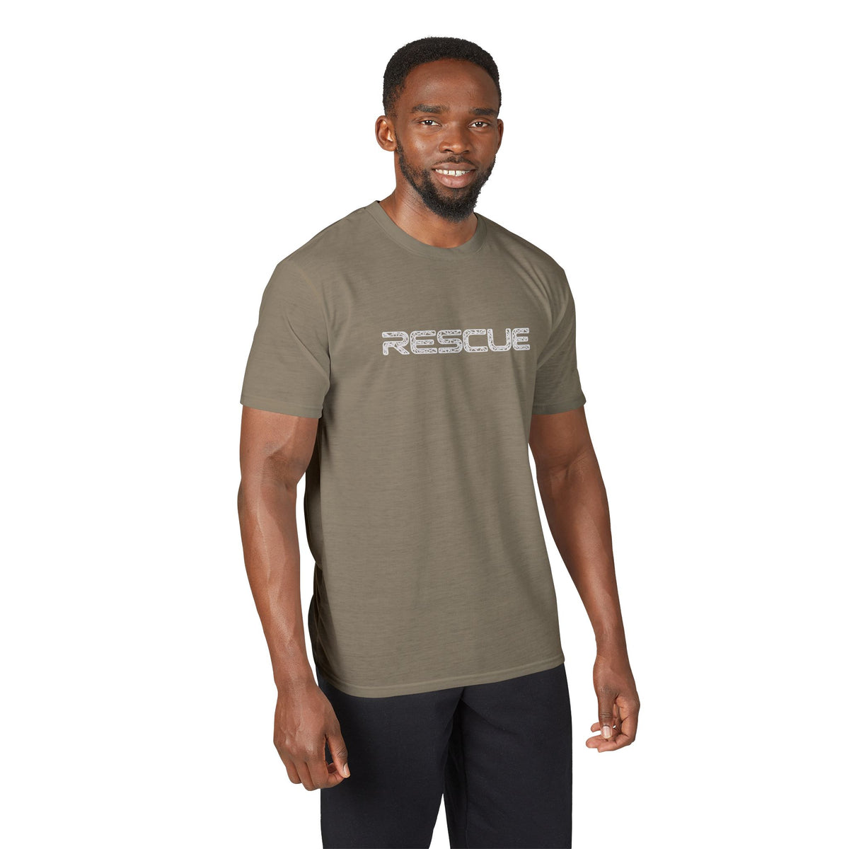 Rescue Performance T-Shirt Wire White Font — Subtle Rescue Logo
