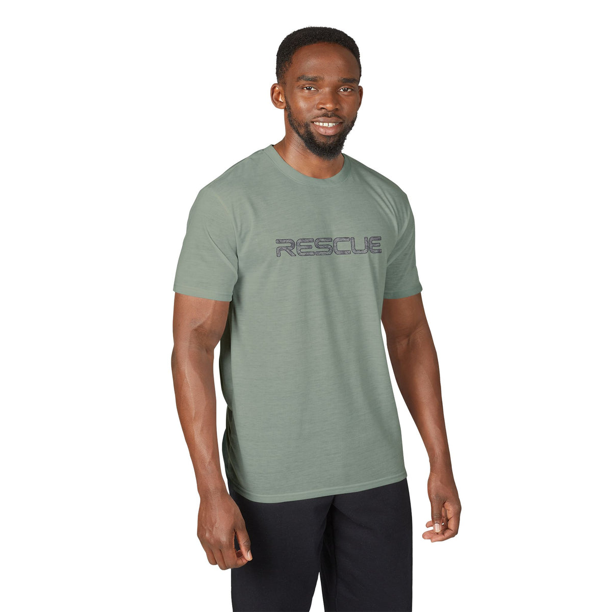 Rescue Performance T-Shirt Topo Black Font — Subtle Rescue Logo