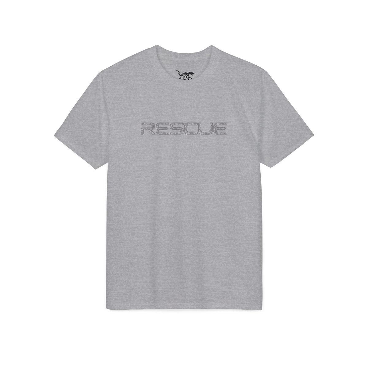 Rescue Performance T-Shirt Topo Gray Font — Subtle Rescue Logo