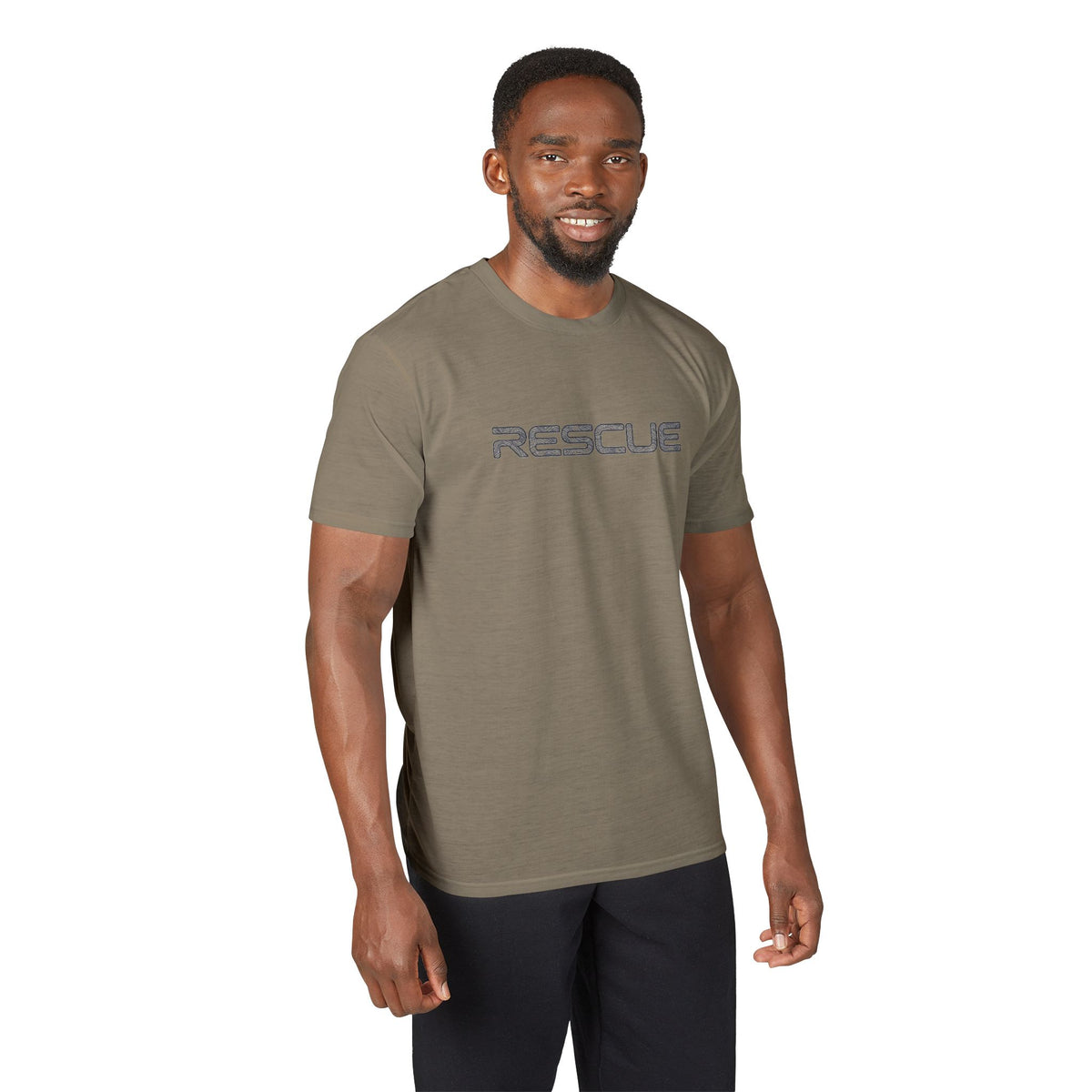 Rescue Performance T-Shirt Topo Black Font — Subtle Rescue Logo