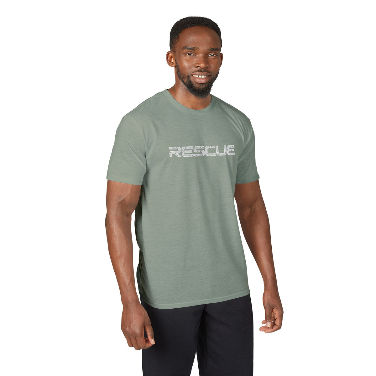 Rescue Performance T-Shirt Wire White Font — Subtle Rescue Logo