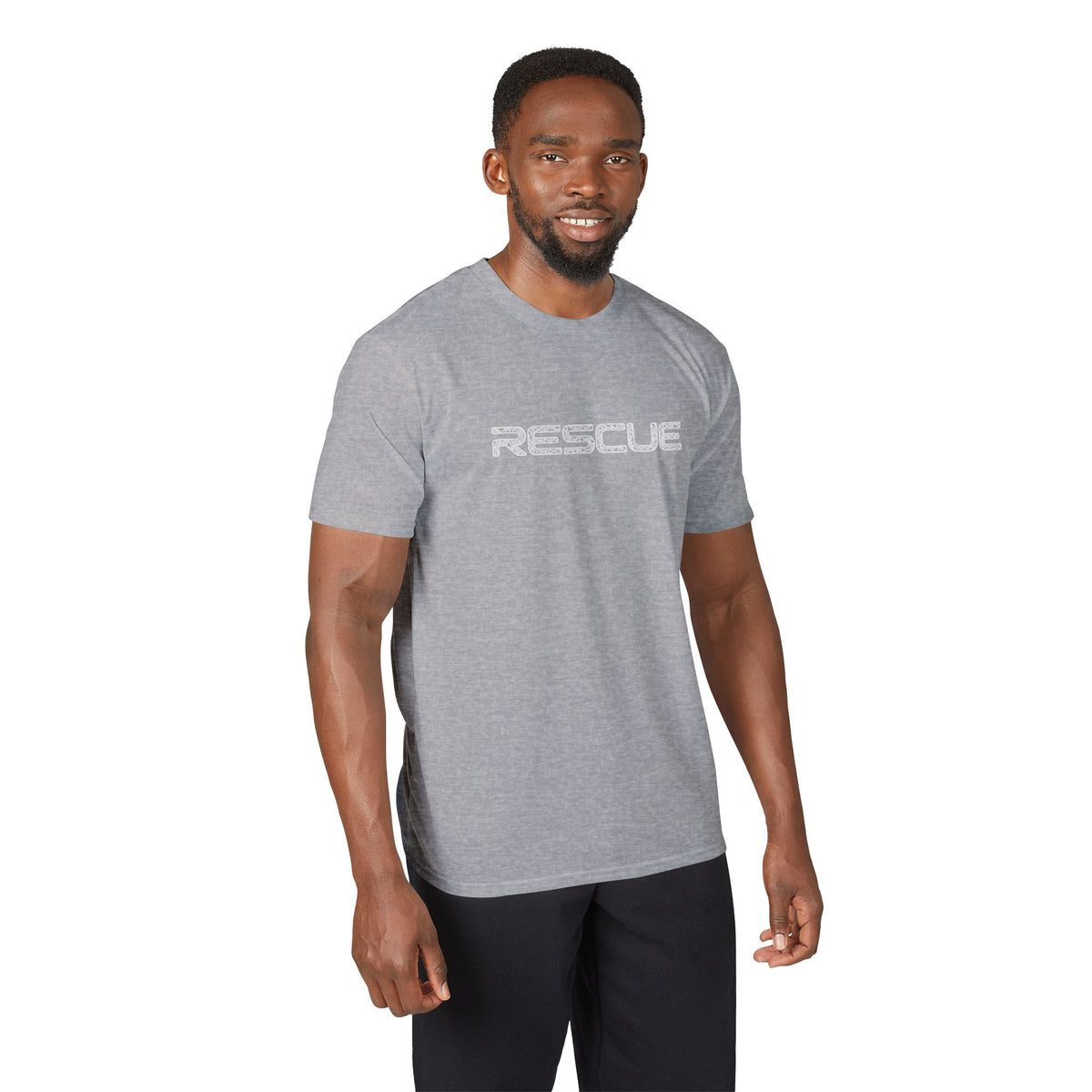 Rescue Performance T-Shirt Wire White Font — Subtle Rescue Logo
