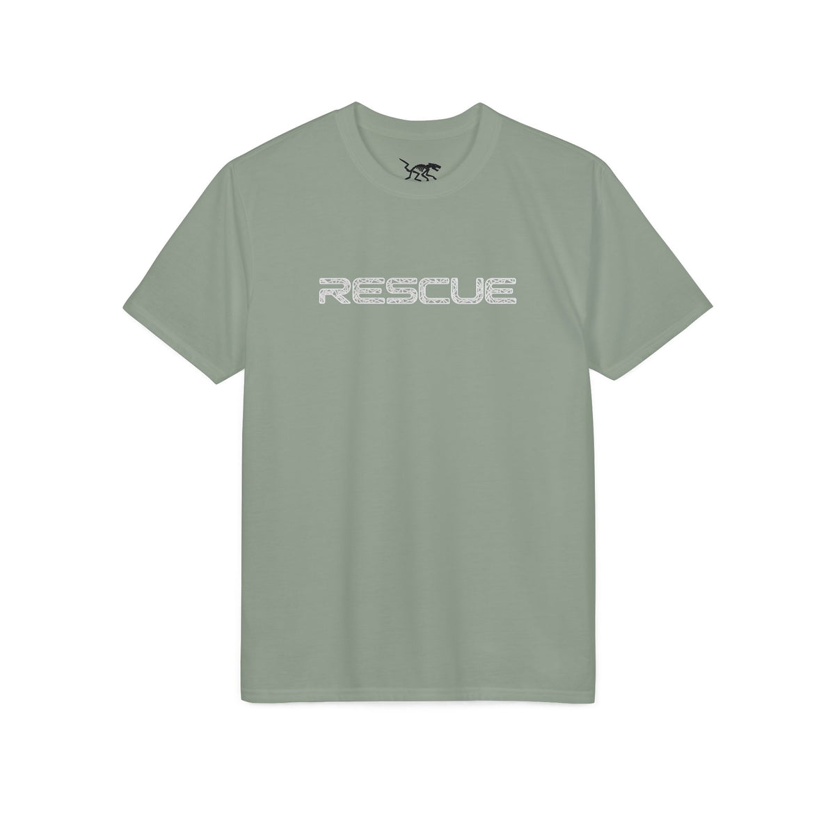 Rescue Performance T-Shirt Wire White Font — Subtle Rescue Logo