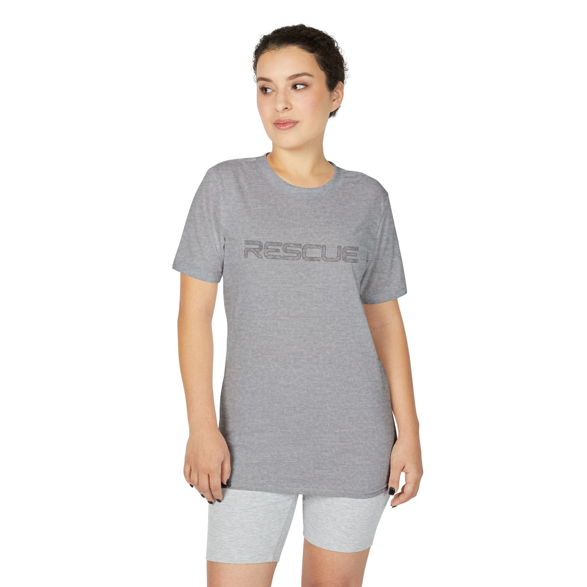 Rescue Performance T-Shirt Topo Gray Font — Subtle Rescue Logo