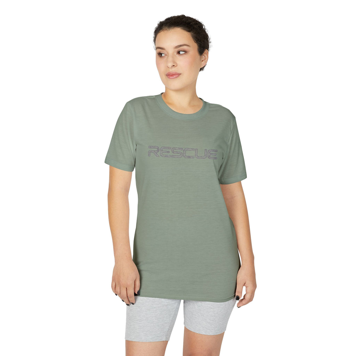 Rescue Performance T-Shirt Topo Gray Font — Subtle Rescue Logo