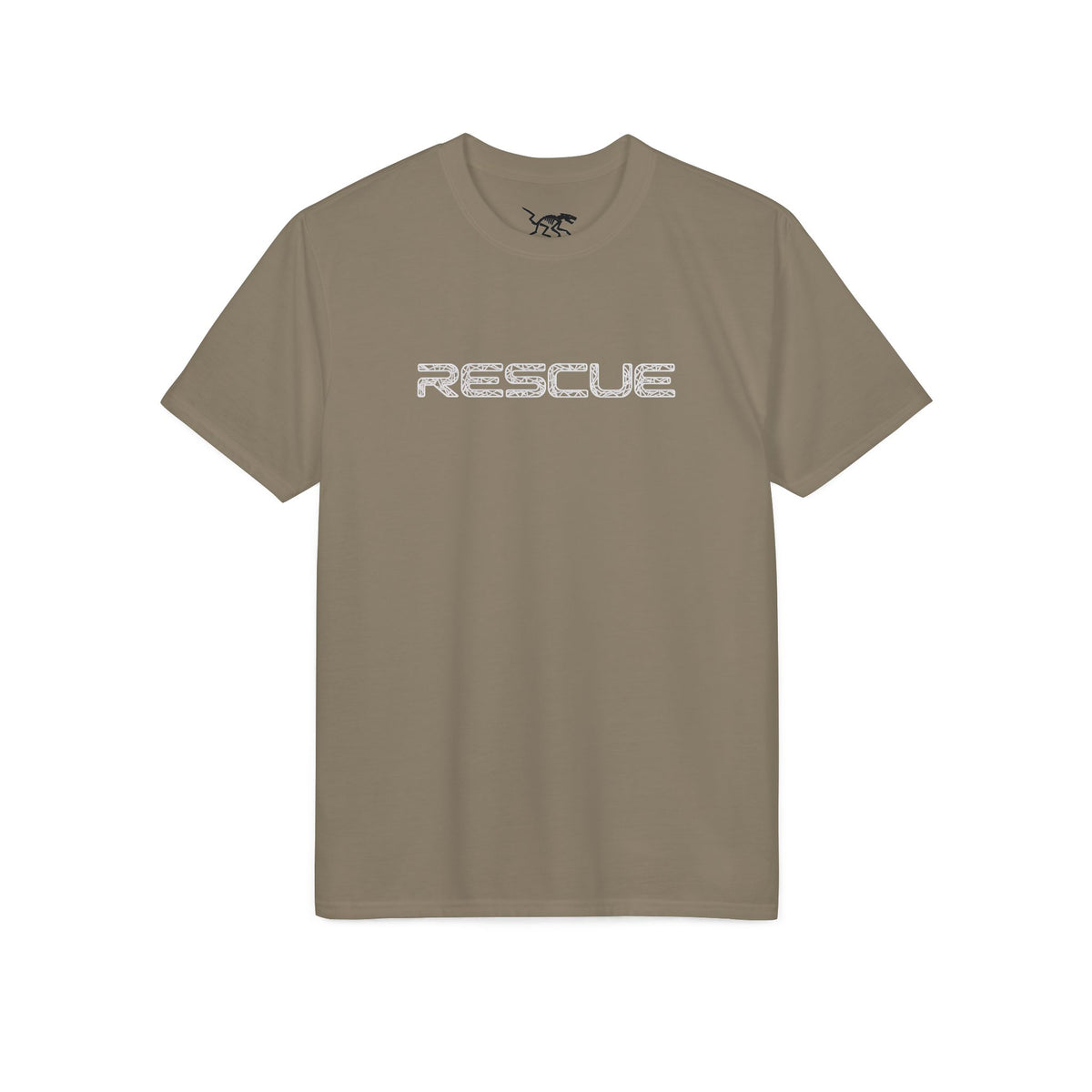 Rescue Performance T-Shirt Wire White Font — Subtle Rescue Logo