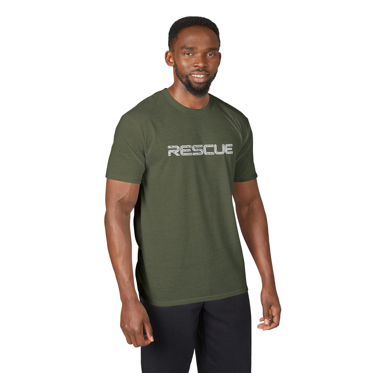 Rescue Performance T-Shirt Wire White Font — Subtle Rescue Logo