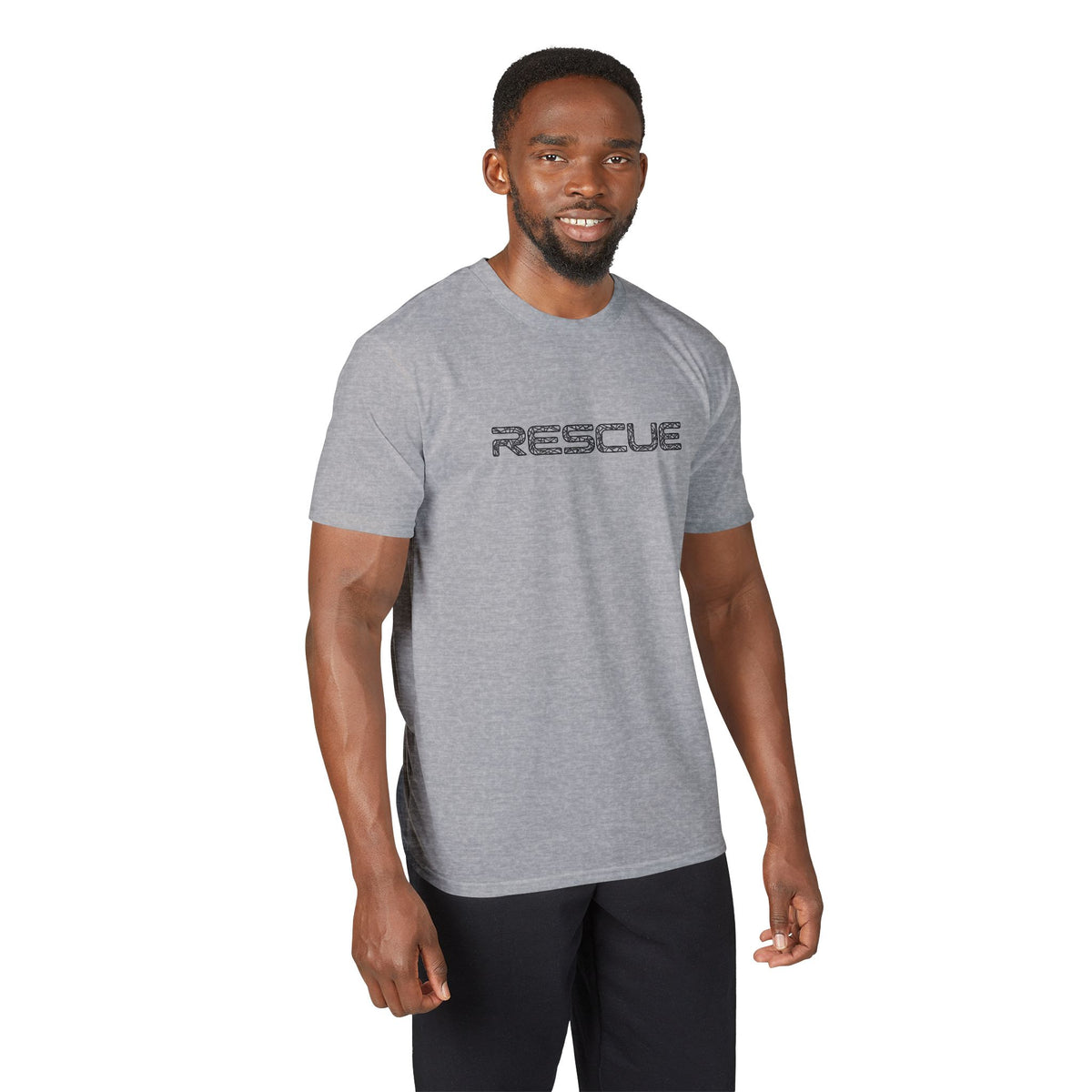 Rescue Performance T-Shirt Wire Black Font — Subtle Rescue Logo