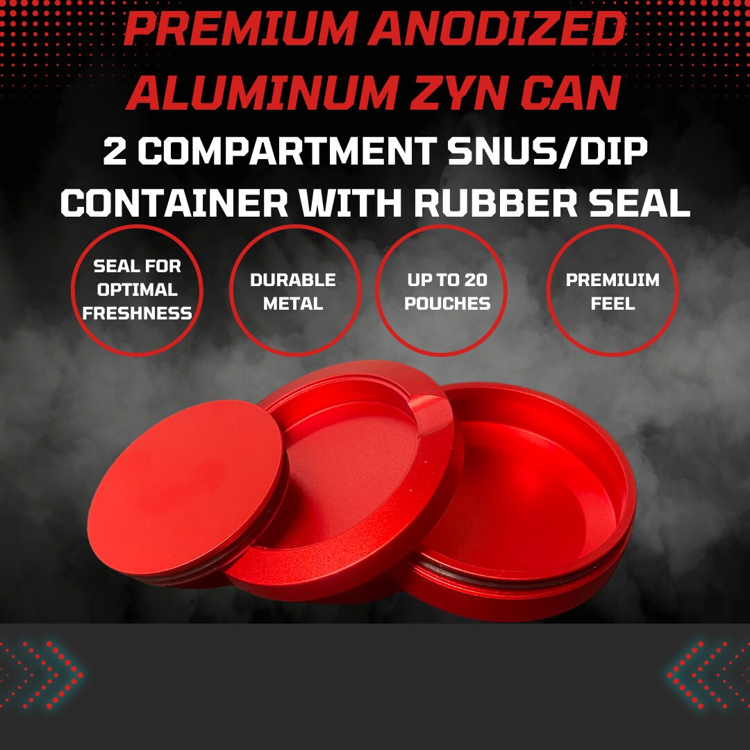 Metal Snus Can | Premium Zyn, Velo, Rogue, Lucy Pouch Container | Airtight Dual-Compartment Holder | Anodized Aluminum | Gift for Him