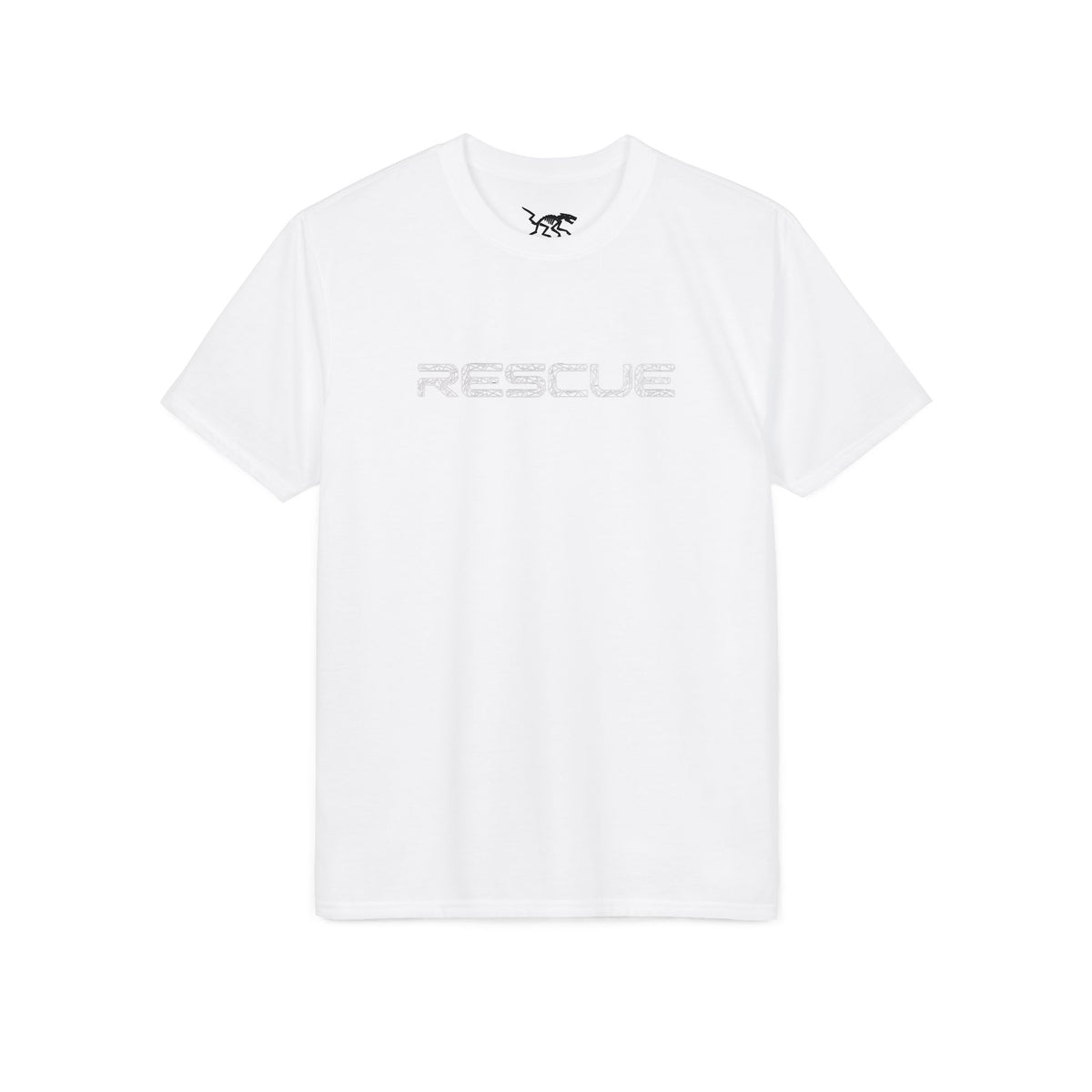 Rescue Performance T-Shirt Wire White Font — Subtle Rescue Logo