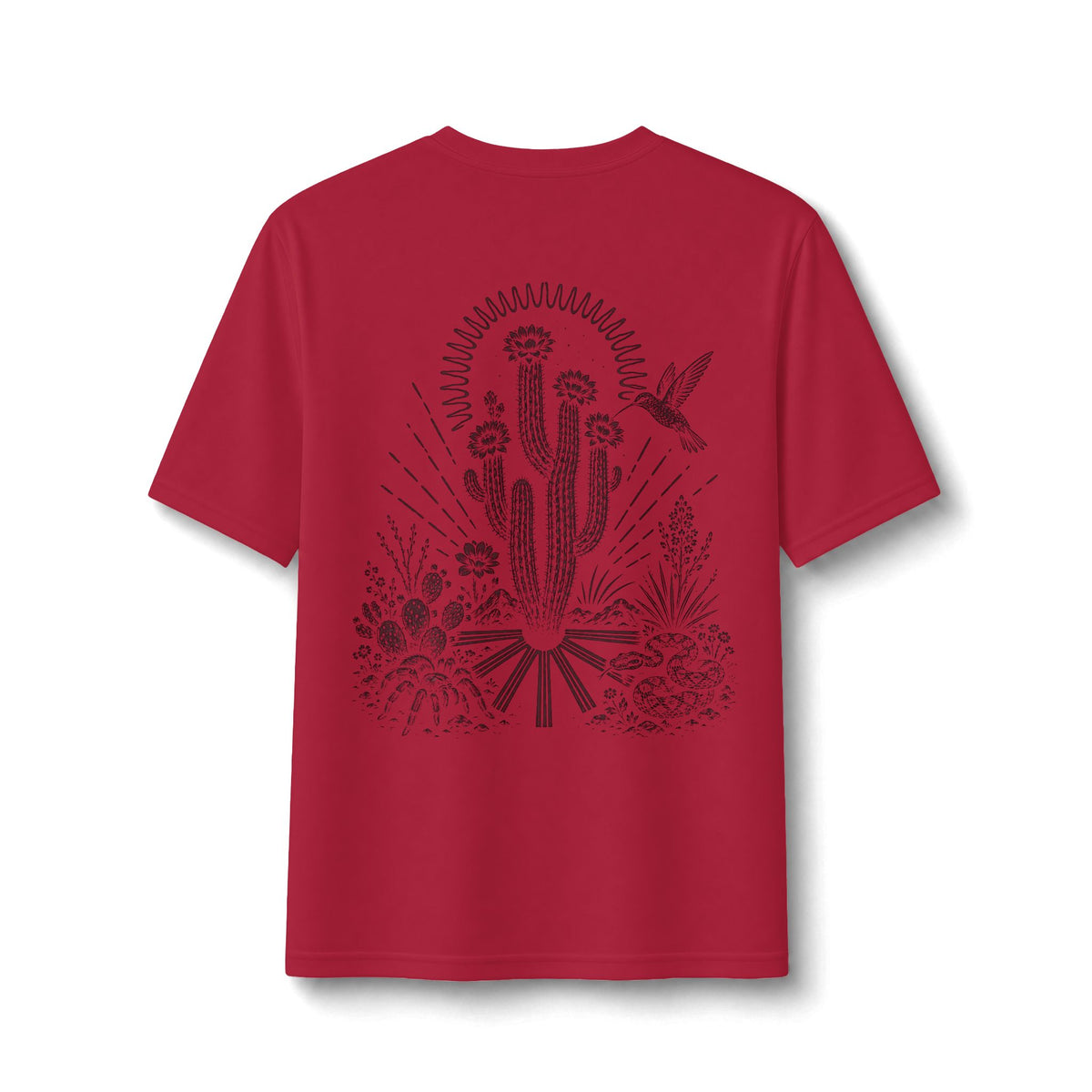 Desert Cactus Performance Tee — Minimalist Southwestern Graphic Shirt