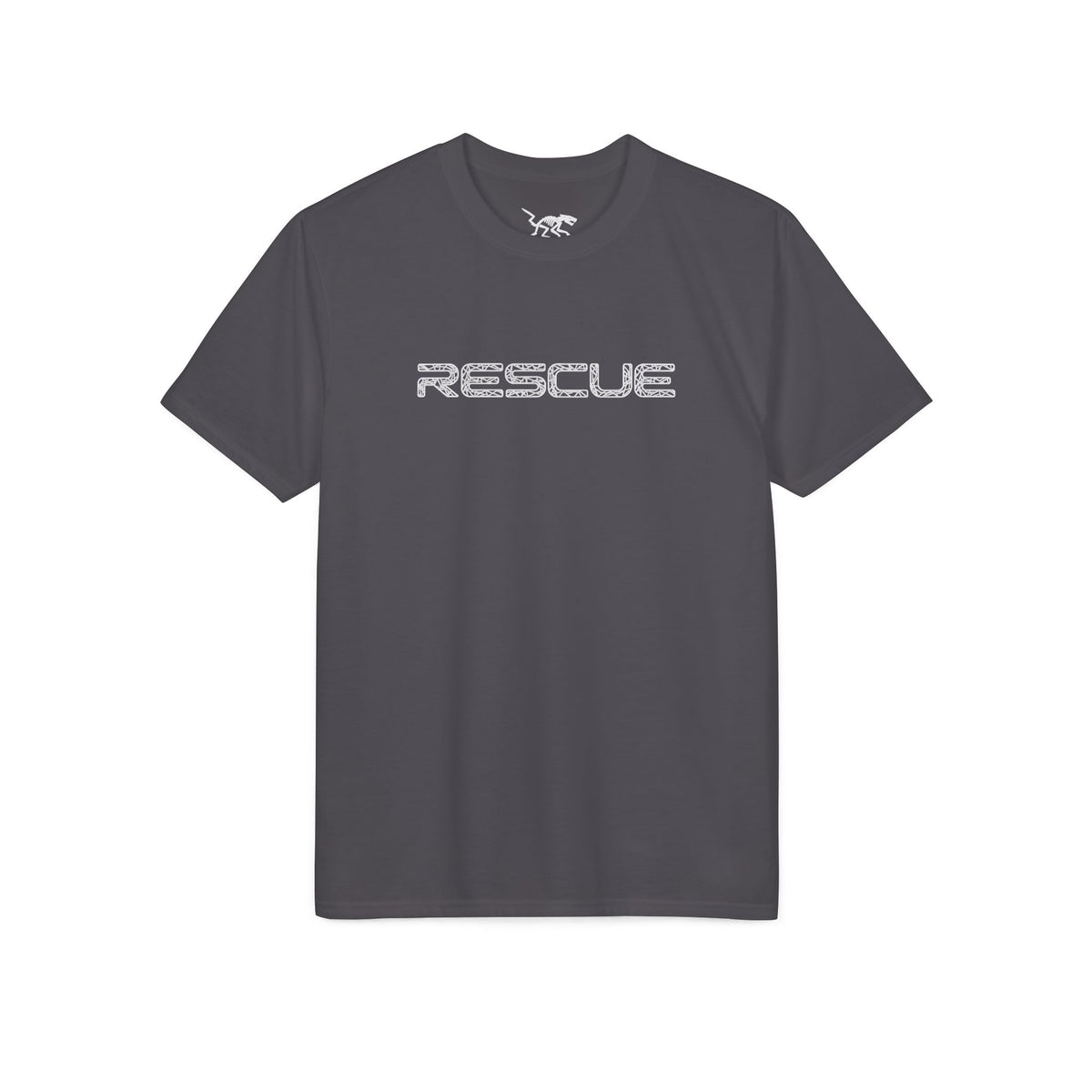 Rescue Performance T-Shirt Wire White Font — Subtle Rescue Logo