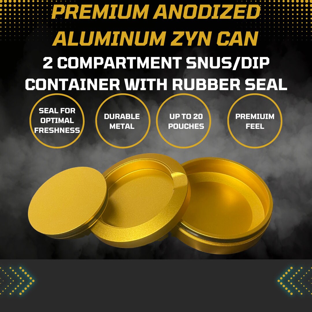 Metal Snus Can | Premium Zyn, Velo, Rogue, Lucy Pouch Container | Airtight Dual-Compartment Holder | Anodized Aluminum | Gift for Him