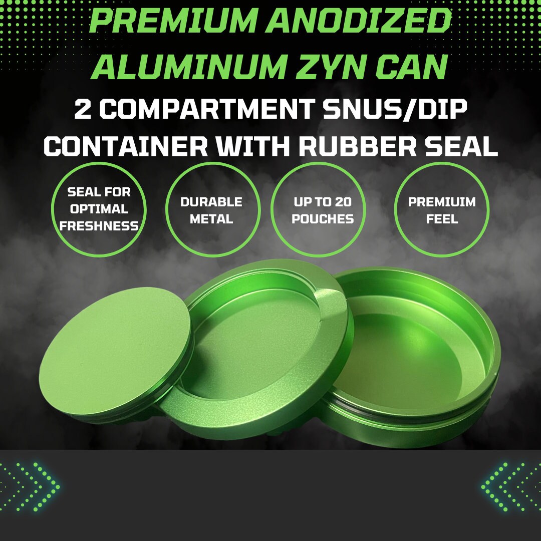 Metal Snus Can | Premium Zyn, Velo, Rogue, Lucy Pouch Container | Airtight Dual-Compartment Holder | Anodized Aluminum | Gift for Him